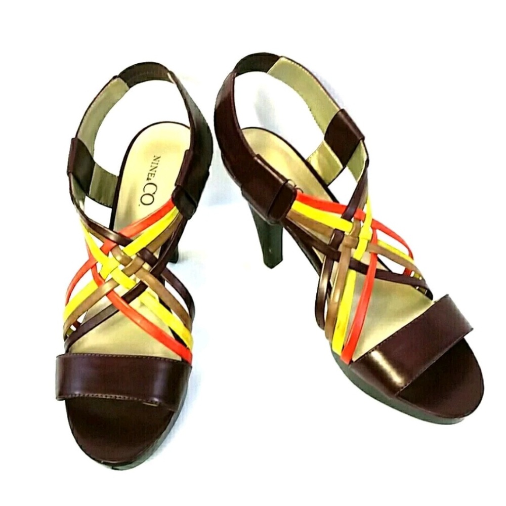 NIne & CO. strappy multi color high heels sz 8.5